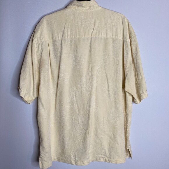 Jamaica Jaxx 100% Silk Hawaiian Tropical Embossed Design Yellow Mens Size XL - Picture 2 of 13